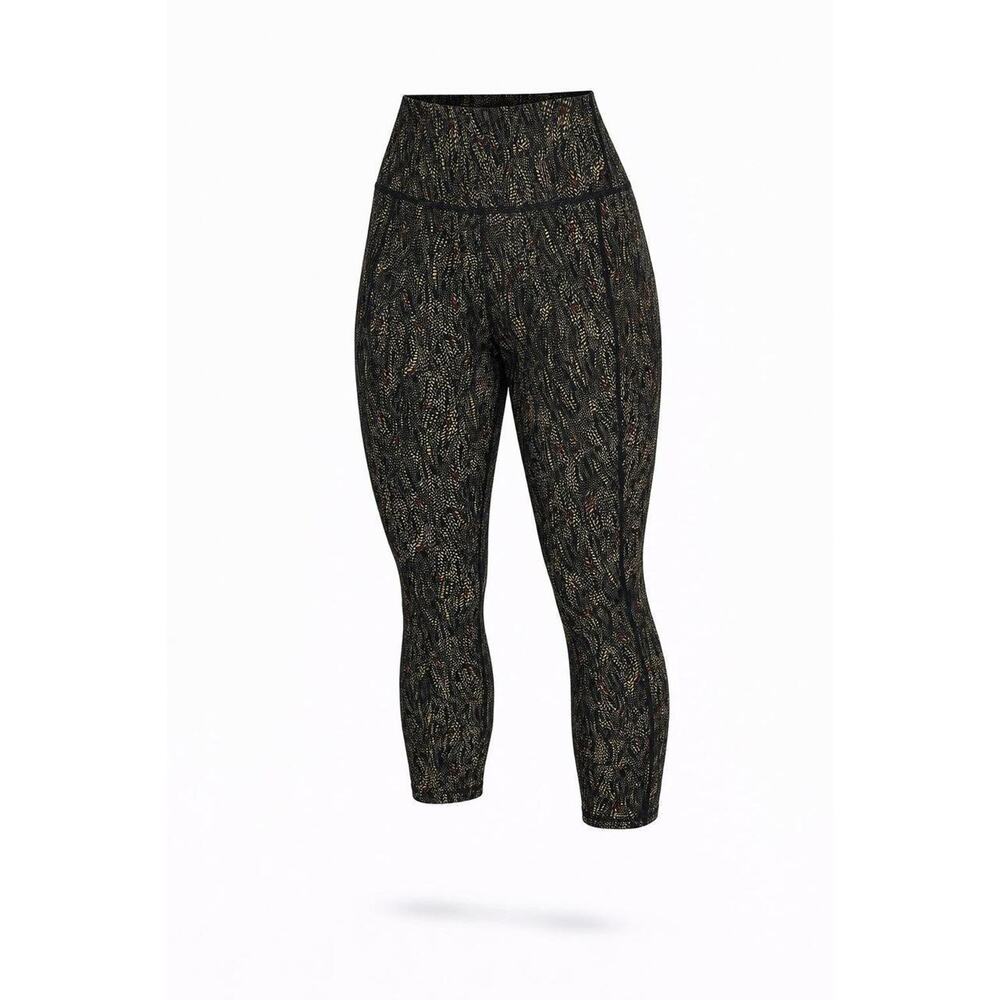 Calia Inspire High‎ Rise 7/8 Legging Abstract Print Black Gold Activewear XS NWT